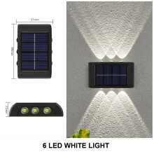 (6 diod LED, białe światło, opakowanie 4 szt.) Lampa ścienna solarna, wodoodporna lampa solarna do ogrodzenia,