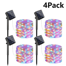 (4xwielokolorowe-32M 300LED) 4 sztuki solarnych lampek choinkowych LED, girlanda zewnętrzna, wodoodporna