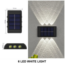 (6LED-BIAŁY-1 SZT.) Zewnętrzna lampa ścienna solarna wodoodporna LED świeci i świeci
