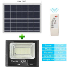 (200W 170 LED białe światło) Lampy solarne, zasilany reflektor, pilot zdalnego sterowania, reflektory