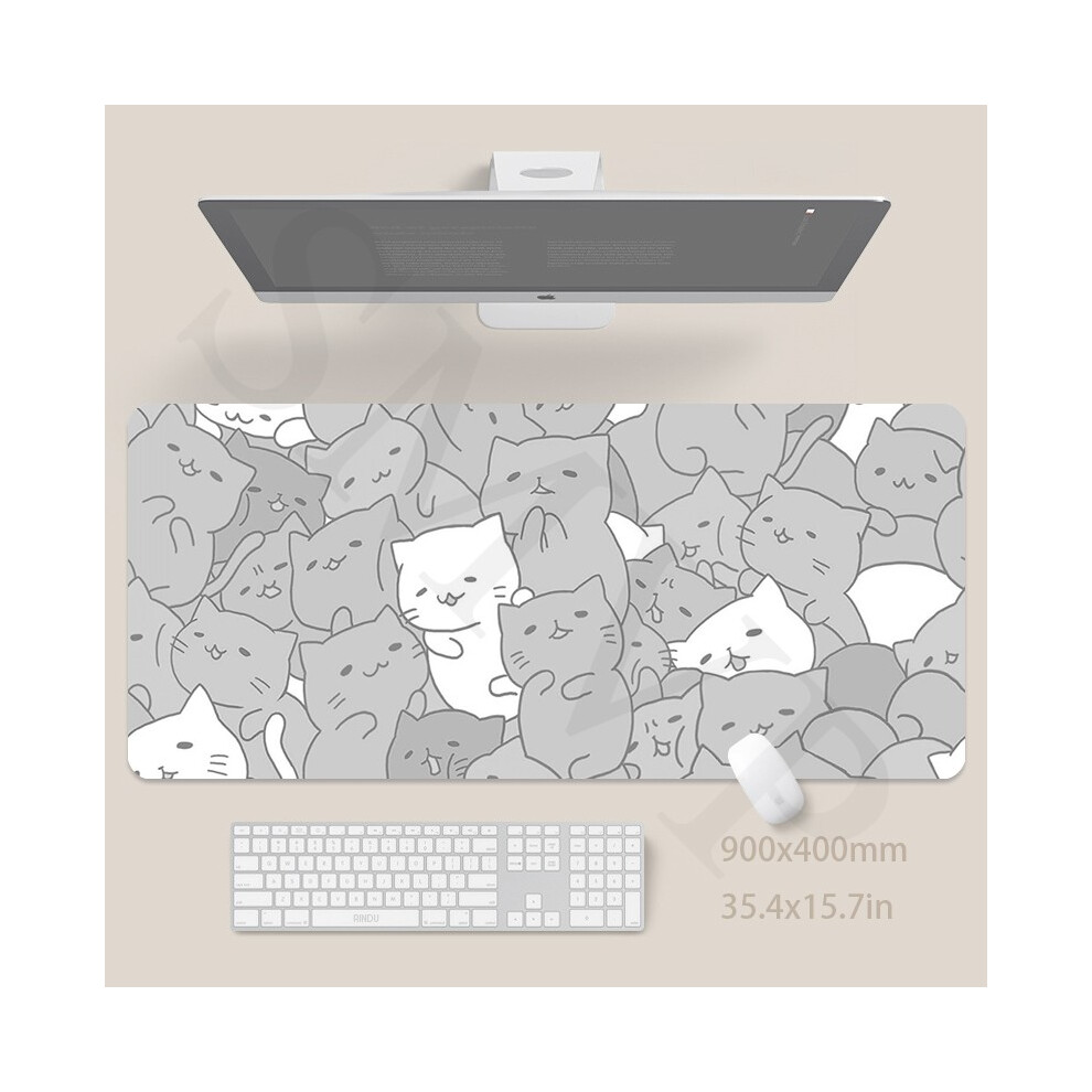 (SSS MAOMAO (4)-350x900x3mm) Tapis de souris original, tapis de souris chat mignon, grand tapis de clavier