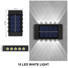 (10LED-BIAŁY-1 SZT.) Zewnętrzna lampa solarna LED, wodoodporna, świecąca w górę i w dół