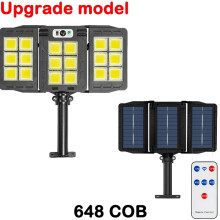 (Ulepszenie-648 COB) Mocne zewnętrzne lampy solarne, czujnik ruchu, wodoodporne