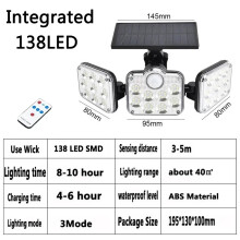 (138LED-Fit) Lampy solarne zewnętrzne, czujnik ruchu, indukcja człowieka, regulowane