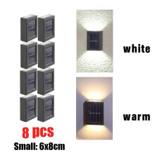 (8 szt. 2 diody LED z ciepłym światłem) Lampa ścienna solarna wodoodporna ogrodowa lampa solarna LED