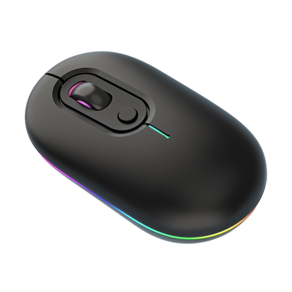 (Double mode RVB noir) Petite souris sans fil avec lumières colorées, souris d'ordinateur légère pour