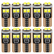 (Blanc) 10 pièces T10 W5W WY5W 2825 LED très brillante Canbus sans erreur intérieur de voiture lecture