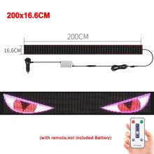 (200x16.6 cm) 2 en 1 camion voiture diable Eye LED panneau lumineux 60/70/80 CM télécommande souple