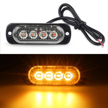 (4LED jaune) 4LED voiture NWarning lumière gril pas de stroboscope panne lumière de secours 12V voiture