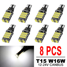 (8 pièces T15)1000LM T10 W16W 912 921 ampoules LED Canbus 12V 24V haute puissance 4014-45SMD 6500K blanc