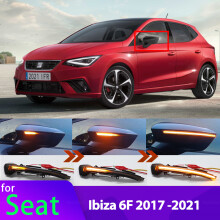 Clignotant LED noir à défilement dynamique, indicateur de miroir séquentiel, clignotant pour Seat Ibiza