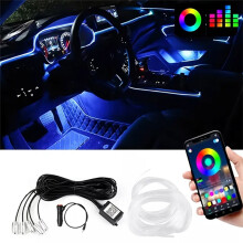 (Cigarette 5 en 1) bande de lumière ambiante LED 5 en 1 pour intérieur de voiture 6M éclairage d'ambiance