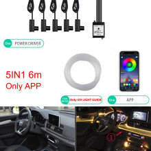 (5IN1 6M APP-USB)6IN1 8M RGB LED atmosphère voiture intérieur lumière ambiante bandes de fibres optiques