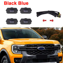 (4 pièces noir bleu) 4 pièces/ensemble coque ambre calandre de voiture lumière LED faisceau de câbles