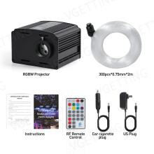 (300pcsX0.75mmX2m)16W scintillant RGBW voiture Starlight Kit de garniture de toit 450 pièces 0.75mm