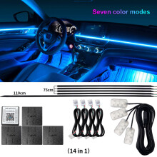 (14 en 1-pas arc-en-ciel) 14 en 1 18 en 1 Led lumières ambiantes de voiture App contrôle bande optique