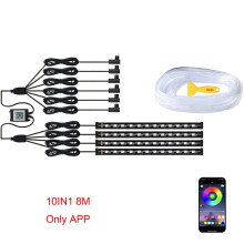 (10IN1 8M APP-allume-cigare) néon LED éclairage ambiant voiture 6in1 8m RGB LED atmosphère bande intérieure