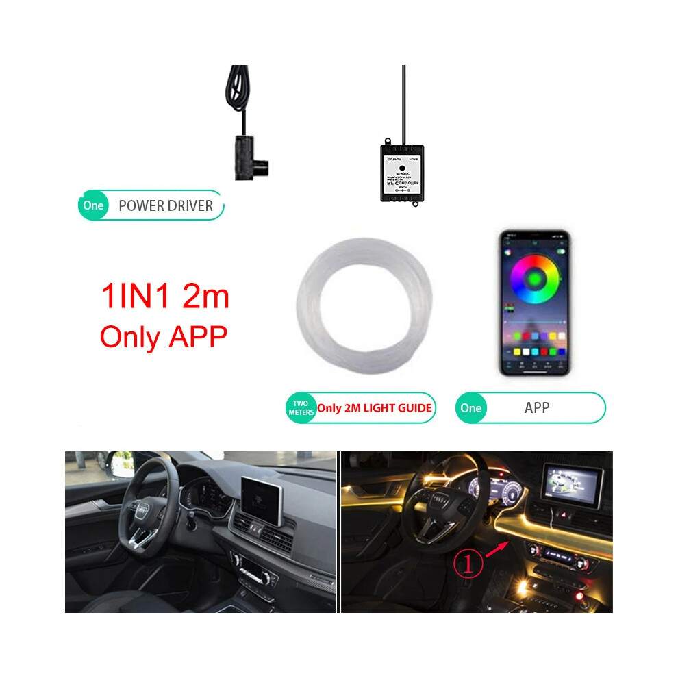 (1IN1 2M APP-USB) néon LED éclairage ambiant voiture 6in1 8m RGB LED atmosphère intérieure bande lumineuse
