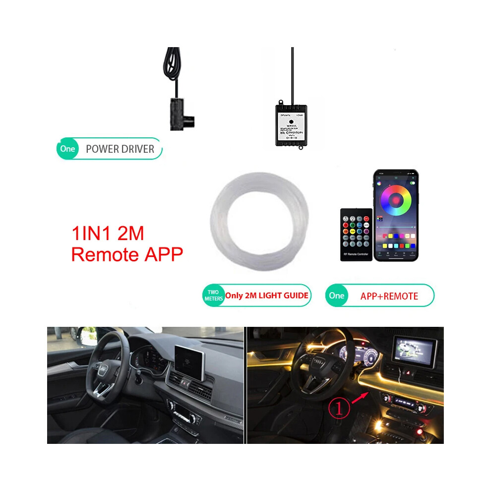 (1IN1 2M APP Remote-USB) néon LED éclairage ambiant voiture 6in1 8m RGB LED atmosphère intérieure bande