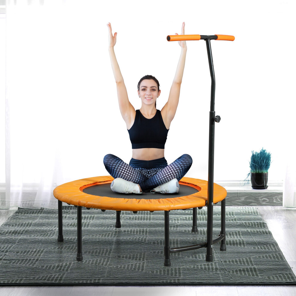 HOMCOM 40" Mini Trampoline, Rebounder Jumper w/ Adjustable Handle, Orange