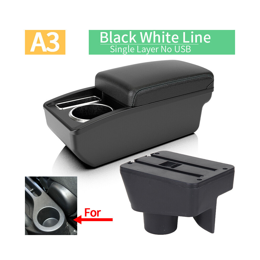 (A3 noir blanc NOUSB)(A3 noir blanc NOUSB) pour MorrisGarages MG3 boîte d'accoudoir pour centre de voiture
