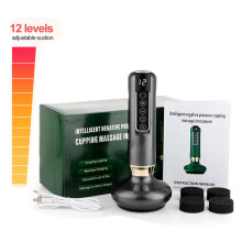 (Gris 12 niveaux) masseur électrique à ventouses, ventouse sous vide Instrument GuaSha Anti Cellulite