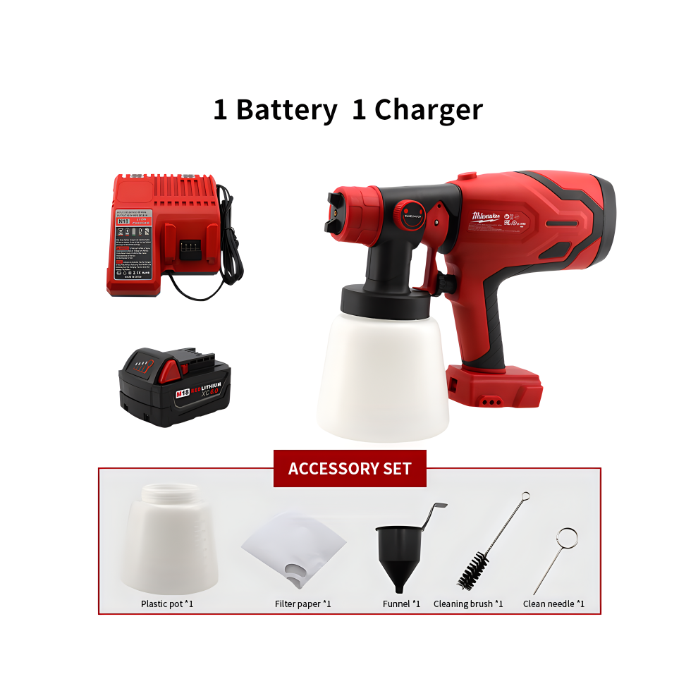 (1 batterie 1 chargeur) Milwaukee 800ML pistolet électrique pulvérisateur de peinture sans fil Auto