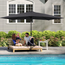 Grey 3x2M Garden Parasol Sunshade Outdoor Patio Cantilever Umbrella UK
