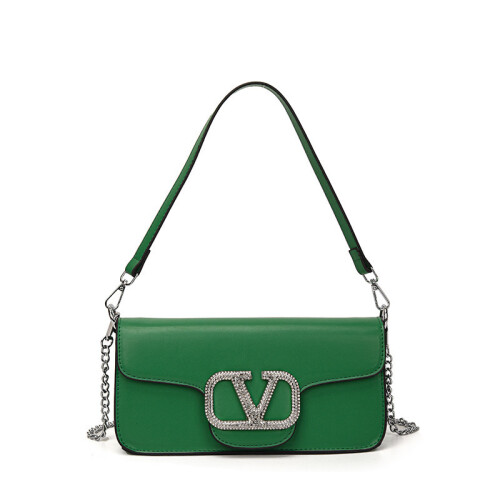 (Green) Small chain square bag crossbody bag