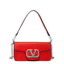 (Red) Small chain square bag crossbody bag