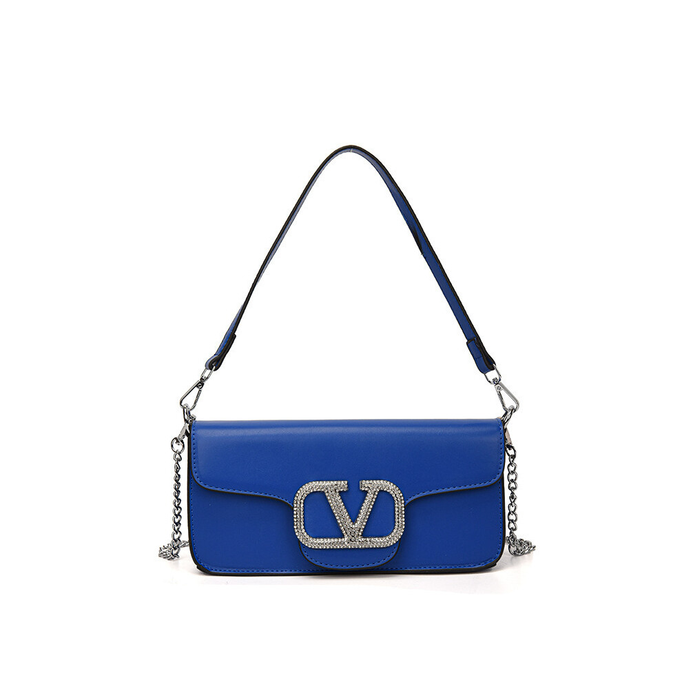 (Blue) Small chain square bag crossbody bag