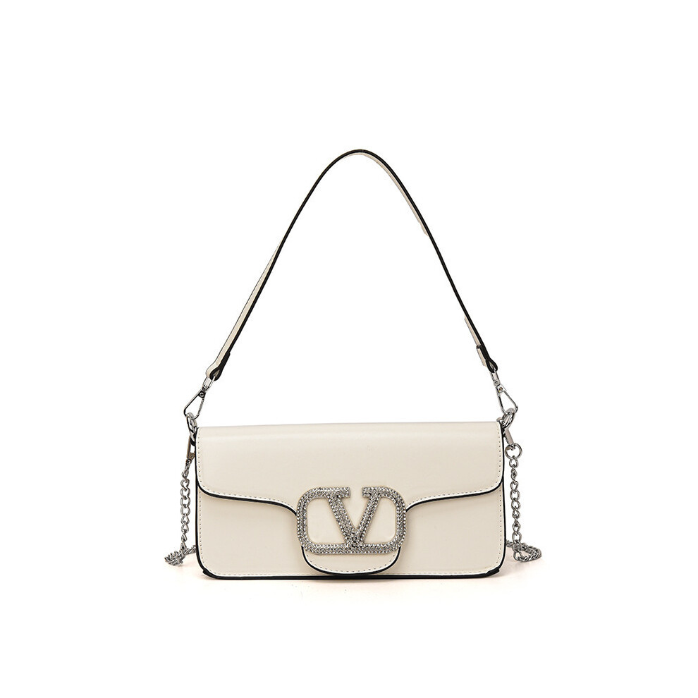 (White) Small chain square bag crossbody bag