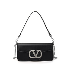 (Black) Small chain square bag crossbody bag