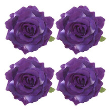(As show, One size) 4pcs Cloth Rose Hairpin Flower Brooch DIY Accessory Craft for Hawaii Holiday Vacation (Purple)