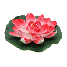 (As show, One size) 1Pc Artificial Floating Water Lily Simulation Lotus Flower Pond Decor 28cm Red