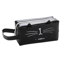 (As show, One size) Cartoon Cat Pattern Pencil Case Student Pencil Case Small Pen Bag Jelly Gel Storage Bag Stationery for Girl Kid Child (Black Cat)