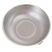 (As show, One size) Stainless Steel Leaky Basin Rice Washing Drain Basin Fruit Vegetable Basket
