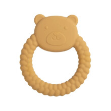 (Bär senfgelb) 1 Stück Lebensmittelqualität Baby Silikon Beißring Spielzeug Cartoon Kaninchen Pflege