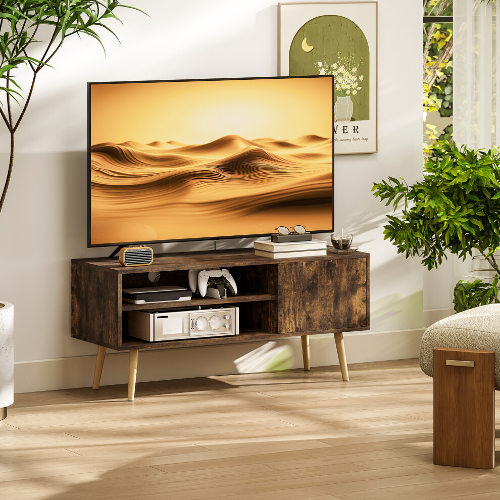 Homcom (Brown) Tv Unit Cabinet For Tvs Up To 55 Inches With Cupboard Shelves