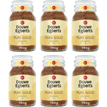 Douwe Egberts Pure Gold Medium Roast Instant Coffee 190g (Pack of 6 Jars Total 1.14kg)