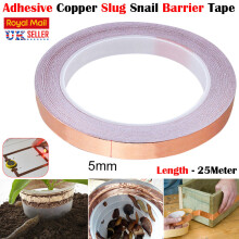 25M 5mm Adhesive Copper Slug Tape Snail Barrier conductive Repellent Guitar EMI