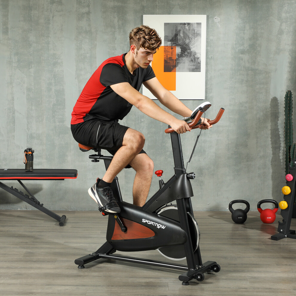 SPORTNOW Quiet Stationary Exercise Bike with Adjustable Seat, Black