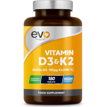 Vitamin D3 4000iu & Vitamin K2 100ug MK7 | 180 Vitamin D3 K2 Vegetarian Tablets