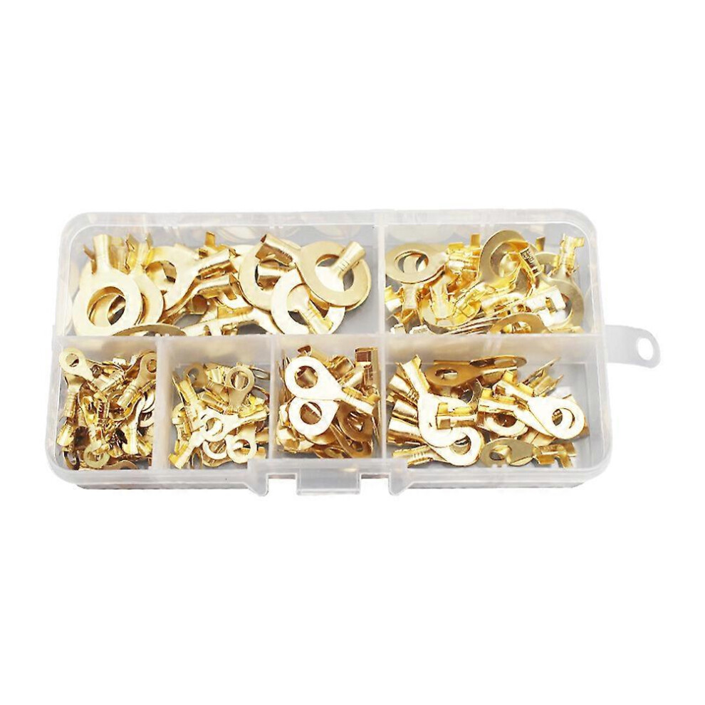 (As Show, One Size) 150Pcs Car Copper Ring Terminal Wire Crimp Bare Cable Connector Lug Terminal 4069016298852