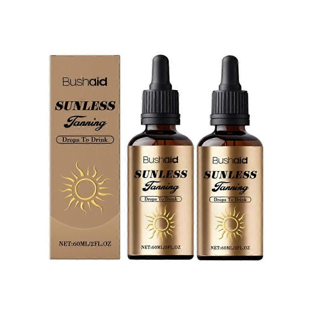 2x Sunless Tanning Drops To Drink Drinkable Sunless Tanning Drops To Drink Customizable Glowing Effortless Effective Dark-Tan Drops