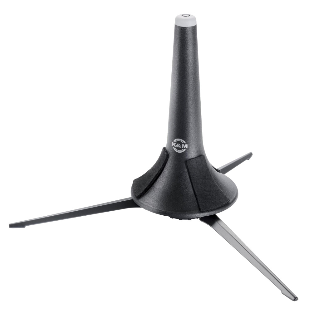 K&M Konig & Meyer Trumpet Stand-Inbell-Three Leg - Compact Trumpet Stand with Padded Pegs and a Foldable Design - Black - 0.24 Kilograms