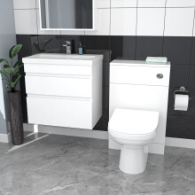 Nes Home White Wall Hung 600mm Vanity Unit 2 Drawer with WC Unit & BTW Toilet