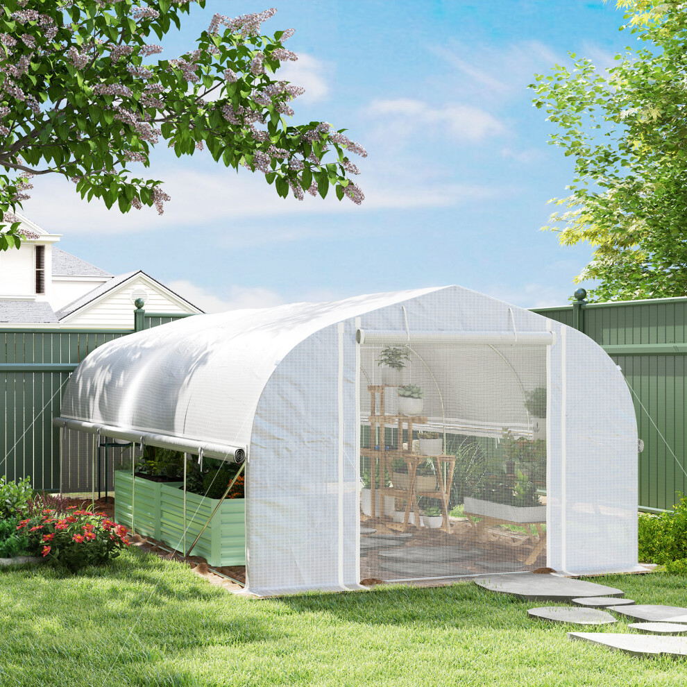 B&Q - Polytunnel Greenhouse W/ Roll-Up SidewallsMesh Door6 X 3 X 2M - Image 3
