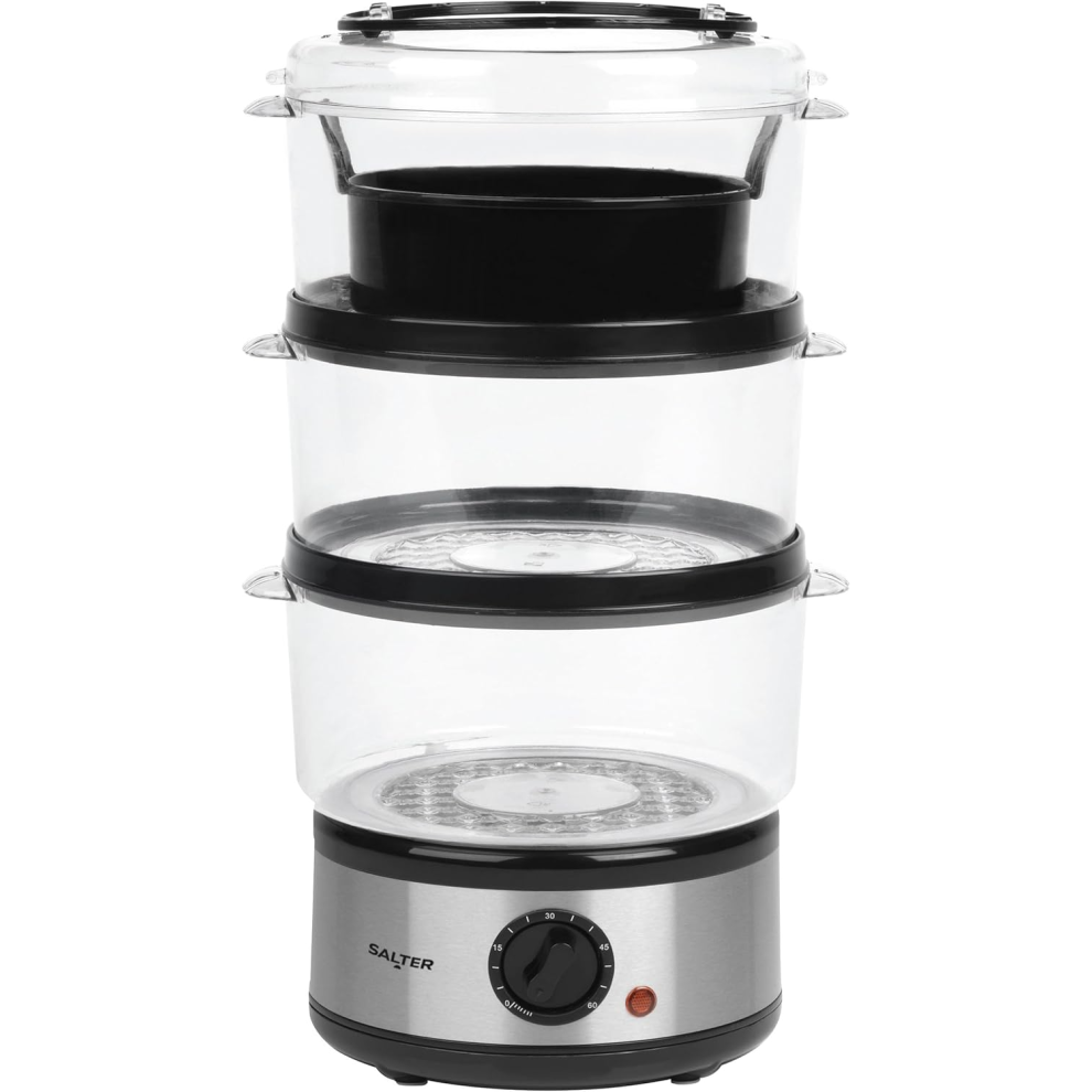 Salter 3 Tier Electric Food Steamer - 7.5L, Stackable Steaming Baskets