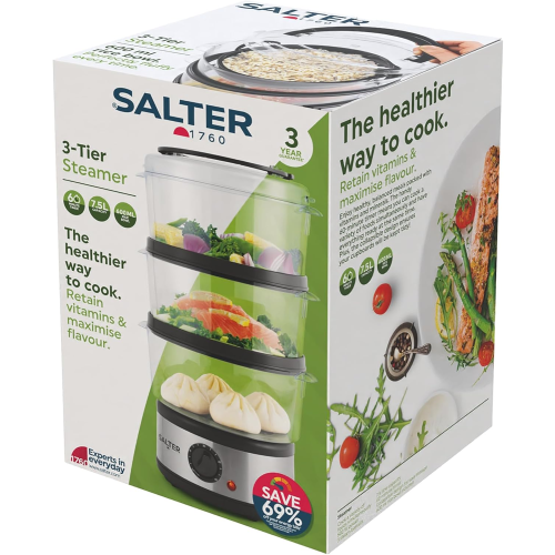 Salter Salter 3 Tier Electric Food Steamer - 7.5L, Stackable Steaming Baskets 1